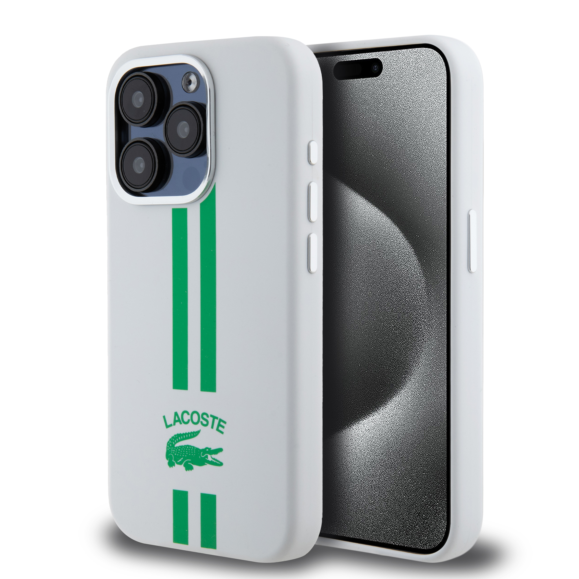 LCHCP15LSLIH_1 Lacoste Stripes Hard Case Θήκη προστασίας από Liquid σιλικόνη για iPhone 15 Pro (Πράσινο/Λευκό) - Image 1