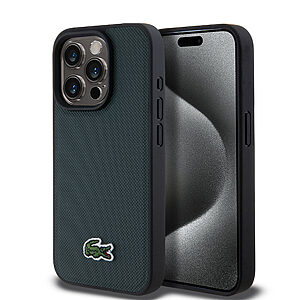 Lacoste Magsafe Iconic Petit Pique Θήκη προστασίας από Δερματίνη με κεντημένο Logo για iPhone 15 Pro (Sinople/Green)