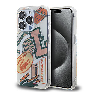 Lacoste Magsafe Double Layer Patch Hard Case Θήκη προστασίας από Σιλικόνη για iPhone 15 Pro (White/Orange)