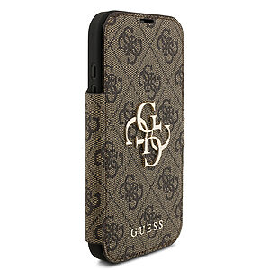 Θήκη Guess Book Folding Stand με χρυσό 4G metal logo iPhone 17 Pro καφέ - Εικόνα 2