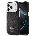 Εντυπωσιακή θήκη με glitter επικάλυψη και το χαρακτηριστικό μεταλλικό τριγωνικό λογότυπο Guess - Προστασία με στυλ που συνδυάζει λάμψη και πρακτικότητα για το iPhone 17 Pro σου