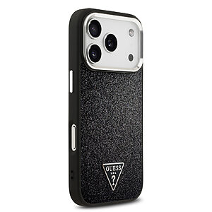 Θήκη Guess Magsafe με metal triangle logo TPU και επικάλυψη glitter για iPhone 17 μαύρο - Εικόνα 2