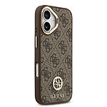 Θήκη Guess με διακριτικό χρυσό 4G metal logo με strass TPU και επικάλυψη δερματίνης μεταλλικά χρυσά κουμπιά και κομψό strap λαιμού για iPhone 17 καφέ - Εικόνα 2