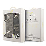 Θήκη Guess με διακριτικό χρυσό 4G metal logo με strass TPU και επικάλυψη δερματίνης μεταλλικά χρυσά κουμπιά και κομψό strap λαιμού για iPhone 17 καφέ - Εικόνα 5