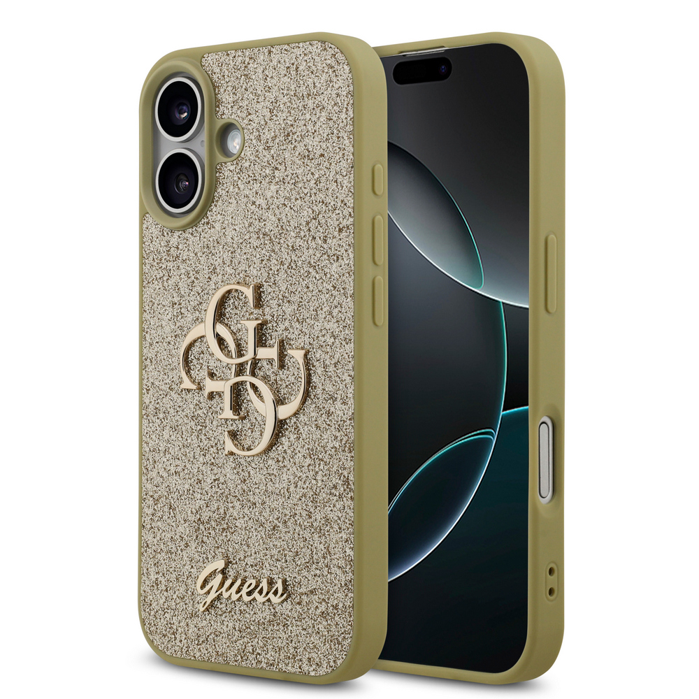 Θήκη Guess με χρυσό 4G metal logo TPU και επικάλυψη glitter για iPhone 17 χρυσό Εντυπωσιακή θήκη με χρυσό glitter φινίρισμα και ανάγλυφο 4G μεταλλικό λογότυπο Guess. Προστασία με στυλ που ξεχωρίζει και αναδεικνύει την κομψότητα του iPhone σου.