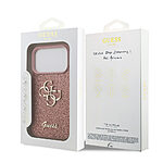 Θήκη Guess με χρυσό 4G metal logo TPU και επικάλυψη glitter και υπογραφή Guess για iPhone 17 Pro ροζ - Εικόνα 4