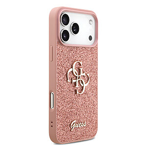 Θήκη Guess με χρυσό 4G metal logo TPU και επικάλυψη glitter και υπογραφή Guess για iPhone 17 Pro Max ροζ - Εικόνα 2