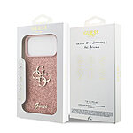 Θήκη Guess με χρυσό 4G metal logo TPU και επικάλυψη glitter και υπογραφή Guess για iPhone 17 Pro Max ροζ - Εικόνα 4