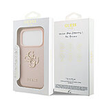 Θήκη Guess με χρυσό 4G metal logo TPU με ανάγλυφη επιφάνεια και επιγραφή GUESS για iPhone 17 Pro ροζ - Εικόνα 4