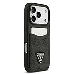 Θήκη Guess με metal triangle logo TPU με 2 υποδοχές για κάρτες επικάλυψη δερματίνης και ανάγλυφη επιφάνεια για iPhone 17 Pro μαύρο - Εικόνα 2