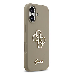 Θήκη Guess σιλικόνης classic metal 4G logo και υπογραφή Guess για iPhone 17 καφέ - Εικόνα 2