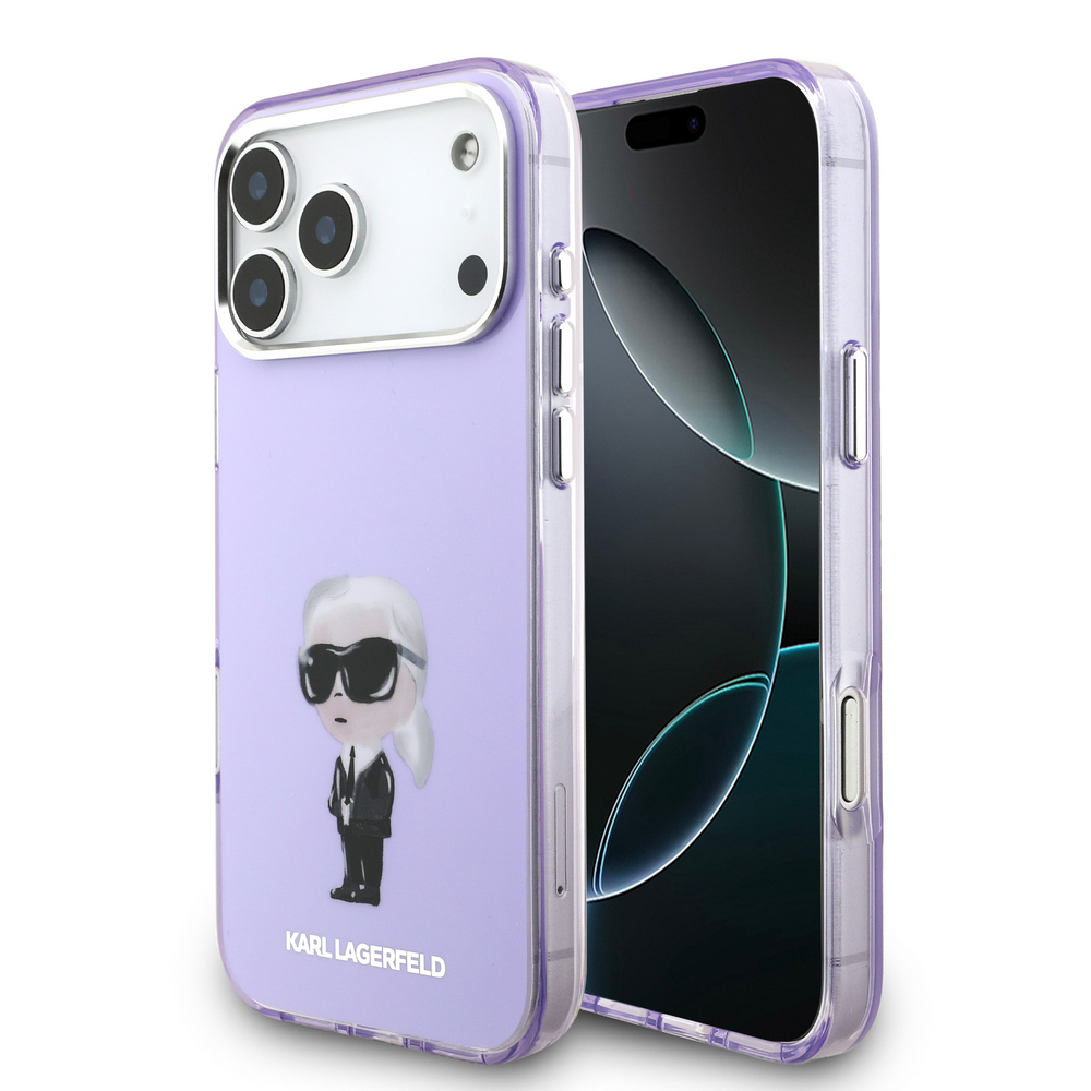Θήκη Karl Lagerfeld Magsafe με IML Aquarelle Karl & Chouppette logo για iPhone 17 Pro Max μωβ Επίσημη θήκη Karl Lagerfeld με τον εμβληματικό Karl & Choupette σε pastel μωβ φινίρισμα - Magsafe συμβατότητα και διάφανο πλαίσιο που αναδεικνύει το στυλ της συσκευής σου