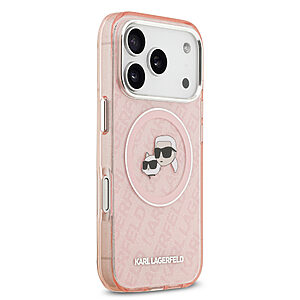 Θήκη Karl Lagerfeld Magsafe με IML Aquarelle Karl & Chouppette pins και glitter για iPhone 17 Pro Max ροζ - Εικόνα 2