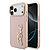 Κομψή ροζ θήκη TPU με χρυσή μεταλλική ανάγλυφη υπογραφή Karl και premium χρυσά πλαινά κουμπιά - Υποστήριξη Magsafe και προστασία με στυλ για το iPhone 17 Pro Max