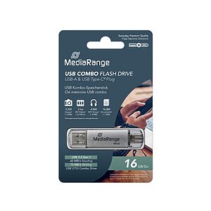 MediaRange USB 3.1 Combo Flash Drive with USB Type-C™ plug, 16GB (MR935)