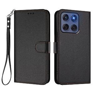 Θήκη Motorola Edge (2025) 5G / 60 5G / 60 Fusion 5G - OEM - Flip Πορτοφόλι από Συνθετικό Δέρμα (PU) με TPU - Μαύρο - Wallet/Stand/Λουράκι