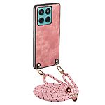 Θήκη Motorola Edge 60 Fusion 5G - OEM - Πλάτη από Συνθετικό Δέρμα (PU) με TPU - Ροζ - Λουράκι