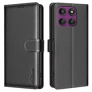 Θήκη Motorola Edge 60 Pro 5G - BINFEN COLOR BF32 - Flip Πορτοφόλι από Συνθετικό Δέρμα (PU) με TPU - Μαύρο - RFID/Wallet/Stand