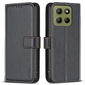 Θήκη Motorola Moto G15 4G - BINFEN COLOR BF17 - Flip Πορτοφόλι από Συνθετικό Δέρμα (PU) με TPU - Μαύρο - Wallet/Stand