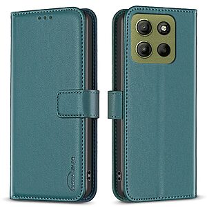 Θήκη Motorola Moto G15 4G - BINFEN COLOR BF17 - Flip Πορτοφόλι από Συνθετικό Δέρμα (PU) με TPU - Πράσινο - Wallet/Stand