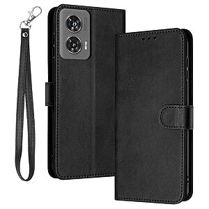 Θήκη Motorola Moto G85 5G - OEM - Flip Πορτοφόλι από Συνθετικό Δέρμα (PU) με TPU - Μαύρο - Wallet/Stand/Λουράκι