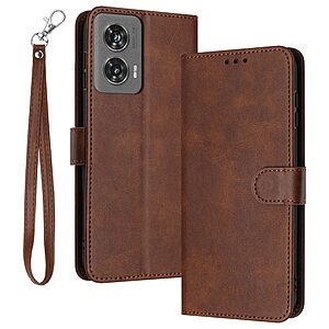 Θήκη Motorola Moto G85 5G - OEM - Flip Πορτοφόλι από Συνθετικό Δέρμα (PU) με TPU - Καφέ - Wallet/Stand/Λουράκι