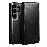 Θήκη Samsung Galaxy S26 Ultra 5G - QIALINO - Flip Πορτοφόλι από Αυθεντικό Δέρμα - Μαύρο - Wallet/Stand