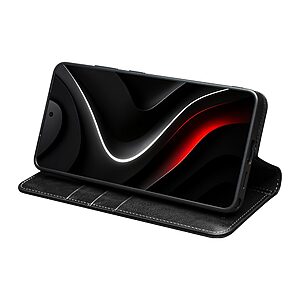 Θήκη Samsung Galaxy S26 Ultra 5G - QIALINO - Flip Πορτοφόλι από Αυθεντικό Δέρμα - Μαύρο - Wallet/Stand - Εικόνα 2