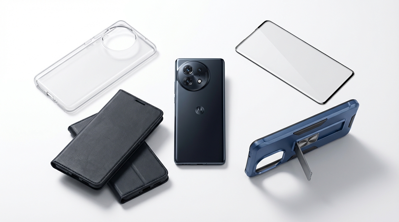 Θηκες Motorola Edge 60 Pro με διαφανη TPU flip wallet και tempered glass